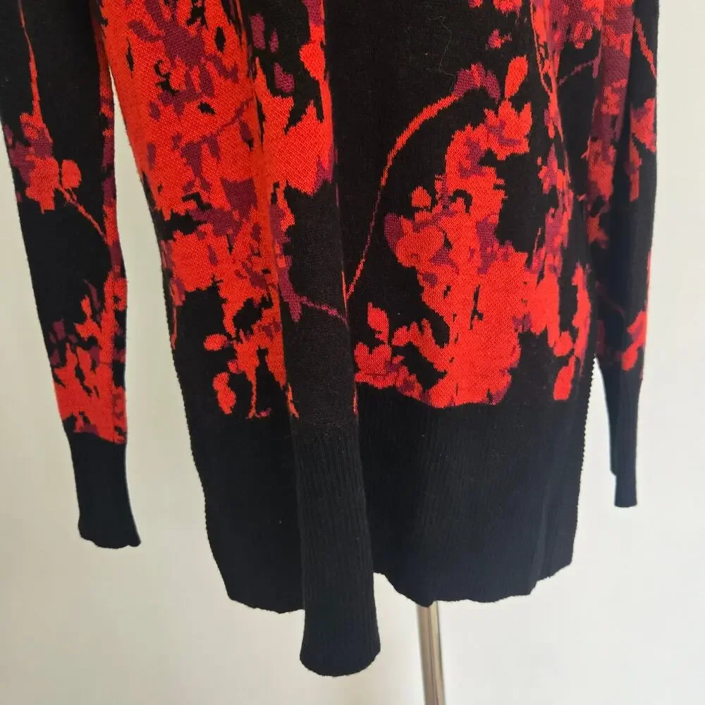 Diane von Furstenberg Merino Wool Floral Sweater Cowl Neck Bold Artsy Women XS